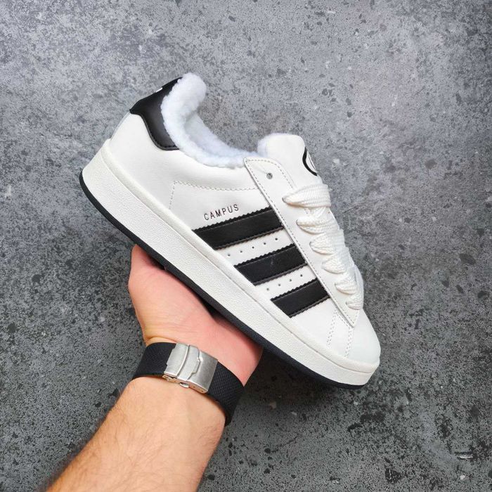 Зимові кросівки Adidas Campus білі з хутром 37-41
