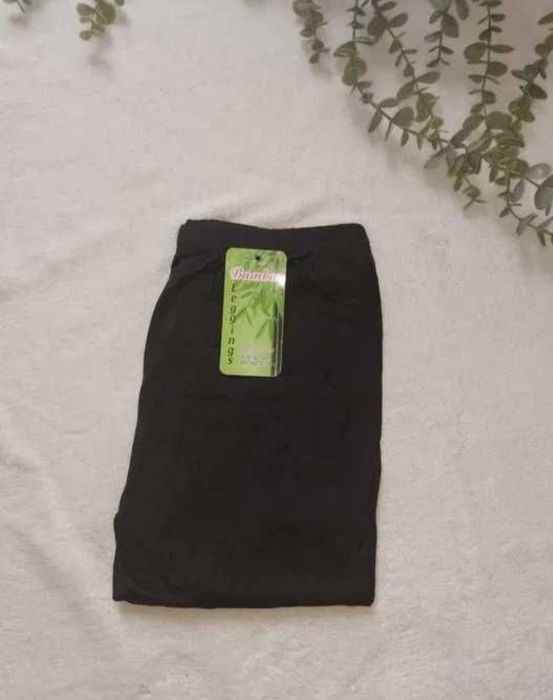 Leginsy bambusowe nowe S/M czarne gładkie długie getry