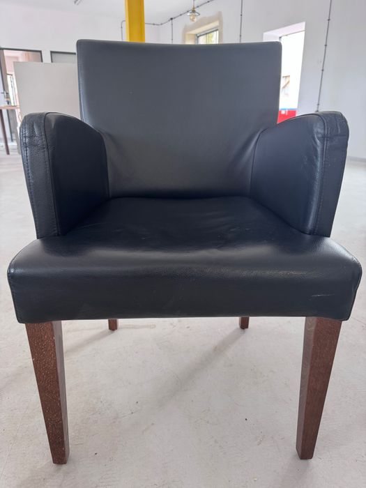 Krzesło skórzane Burgas angielskie krzesła 6 sztuk kawiarnia bar czarn