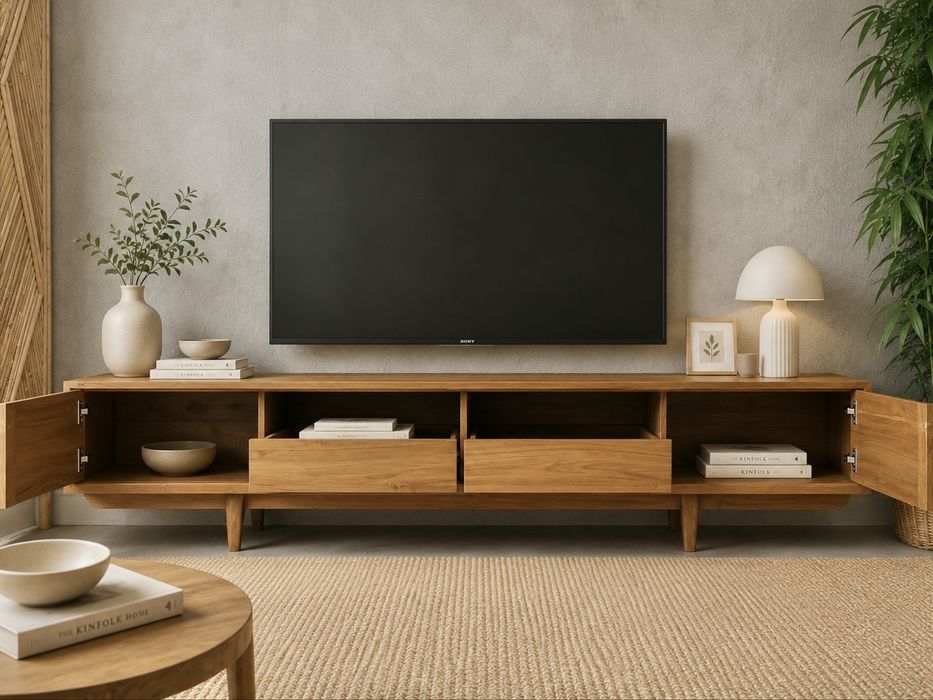 aparador consola movel TV armario nordico teca industrial rustico