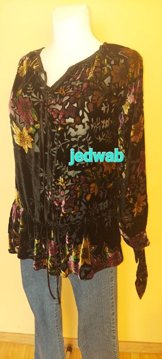 Tunika jedwab aksamityny z baskinką,XL/XXL,glamour