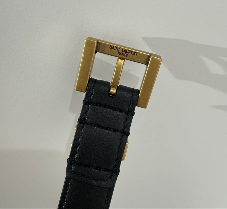 Шкіряний ремінь YSL Saint Laurent Ів Сен Лоран Ив Сен Лоран чорний