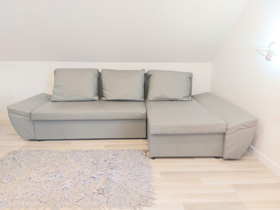 -50% Piękny Narożnik w SUPER cenie sofa z funkcją spania eko SKÓRA
