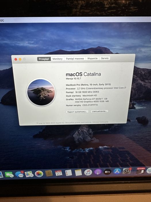 MacBook Pro 16GB Ram i7 Retina 15 cali