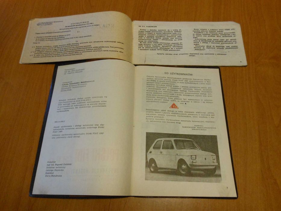 Instrukcja obsługi Fiat 126p oryginał z 1974 roku
