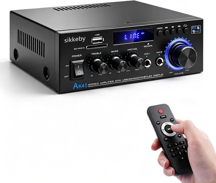 Sikkeby Wzmacniacz HiFi 600W Mini Bluetooth odbiornik stereo