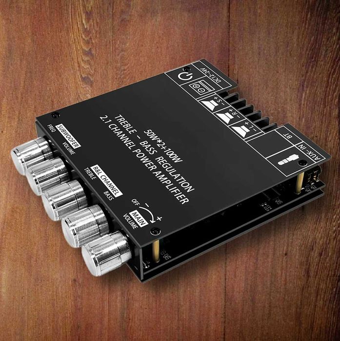 Усилитель звука 50W X 2 + 100W 2.1 канала (200W) авто стерео підсилювач 200W + аудио сабвуфер