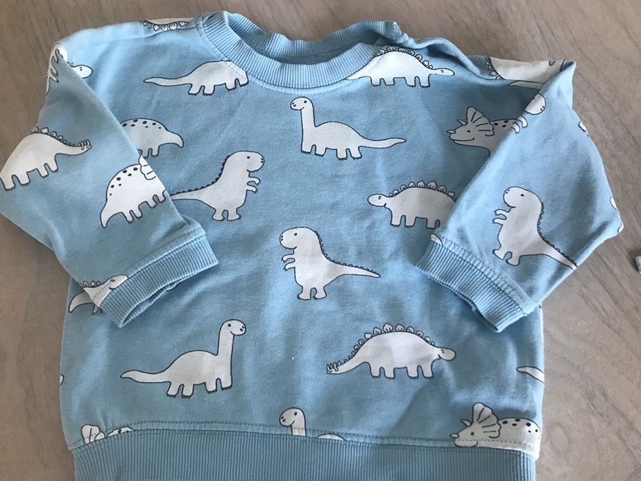 Bluza H&M 68 4-6 dinozaury błękit niebieska nowa