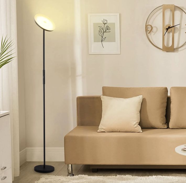 Торшер підлоговий чорний з пультом керування наполтный торгер лампа