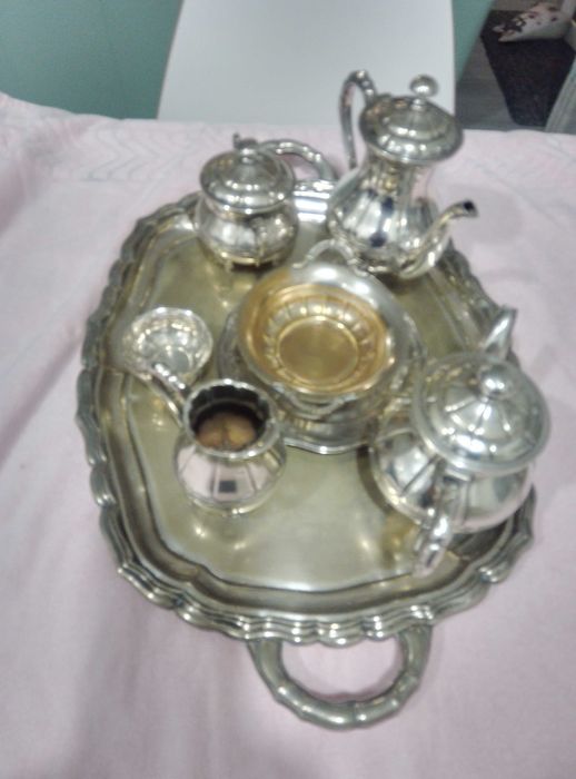 serviço chá e café alpaca antigo e bom estado