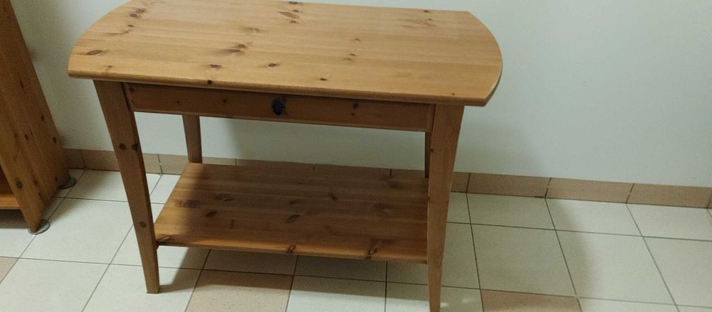 Biurko IKEA LEKSVIK-drewno-regał-HEMNES komoda