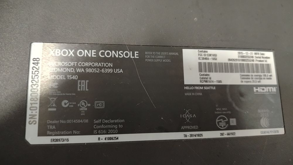 Microsoft Xbox One FAT Console 1 TB Black Model 1540.
