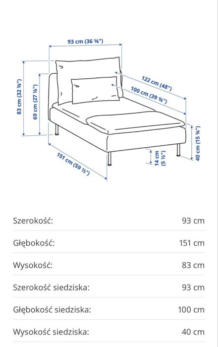 Kanapa Szezlong SÖDERHAMN