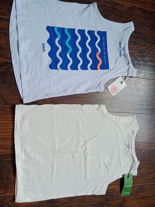 Nowe Reserved 128 koszulka zestaw podkoszulki bezrękawniki ramiączkach