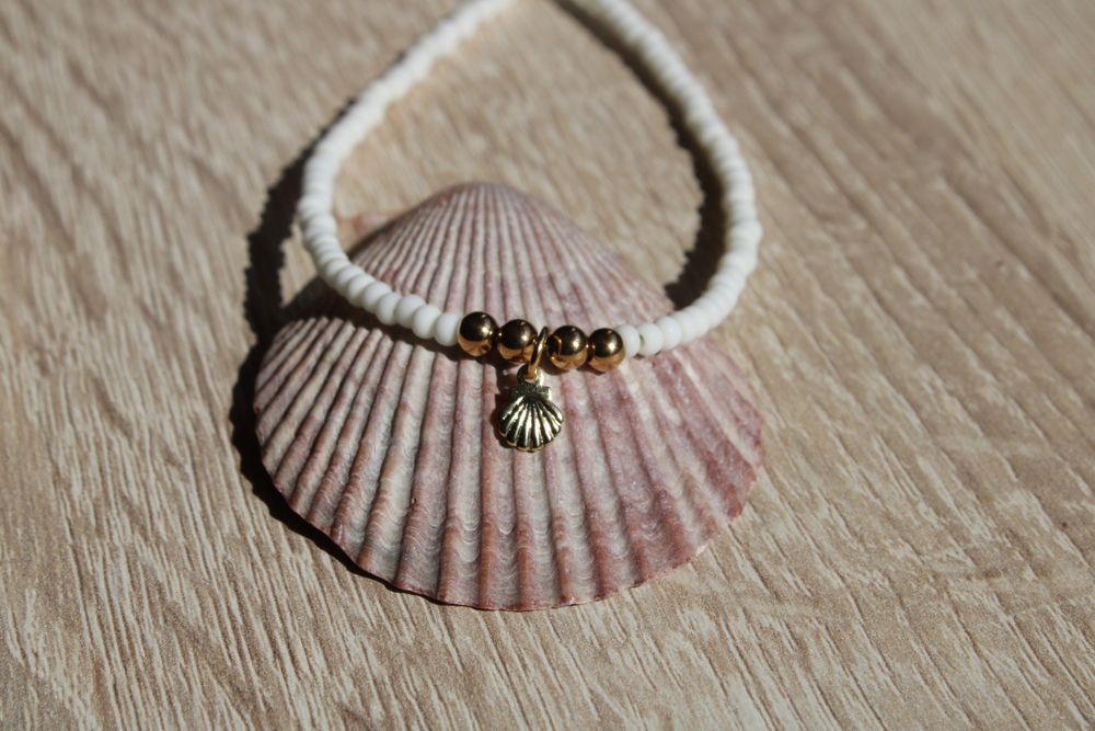 Colar dourado concha