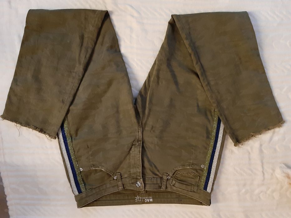 MAC jeans dżinsy moro oliwka khaki lampas w 34 42