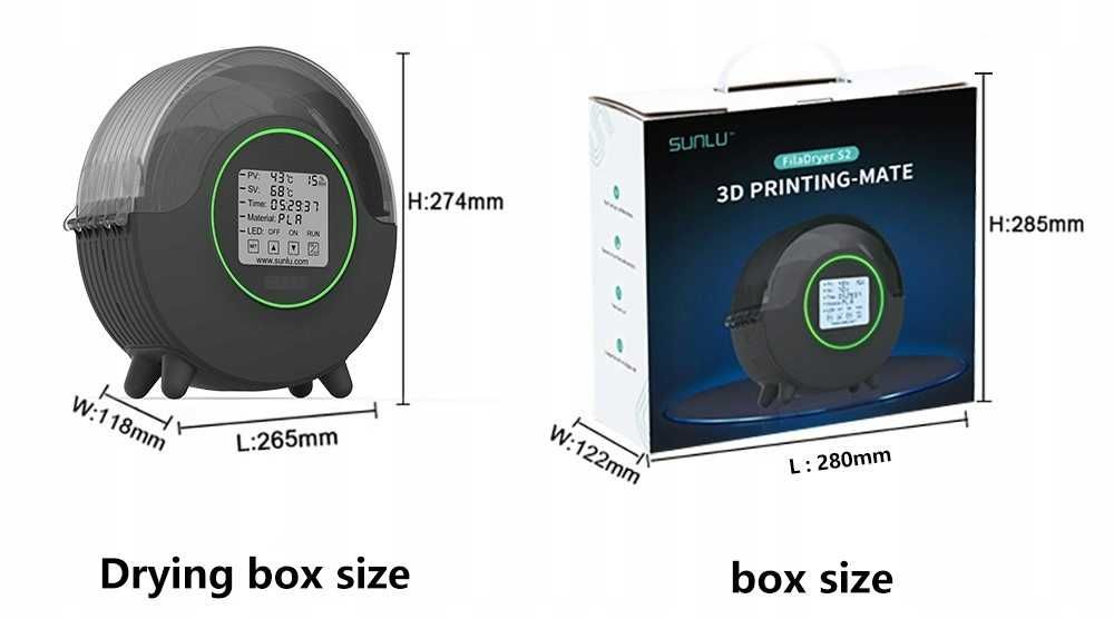 Сушилка для нити Sunlu FilaDryer S2, сушка для PLA, ABS, PETG 65 C