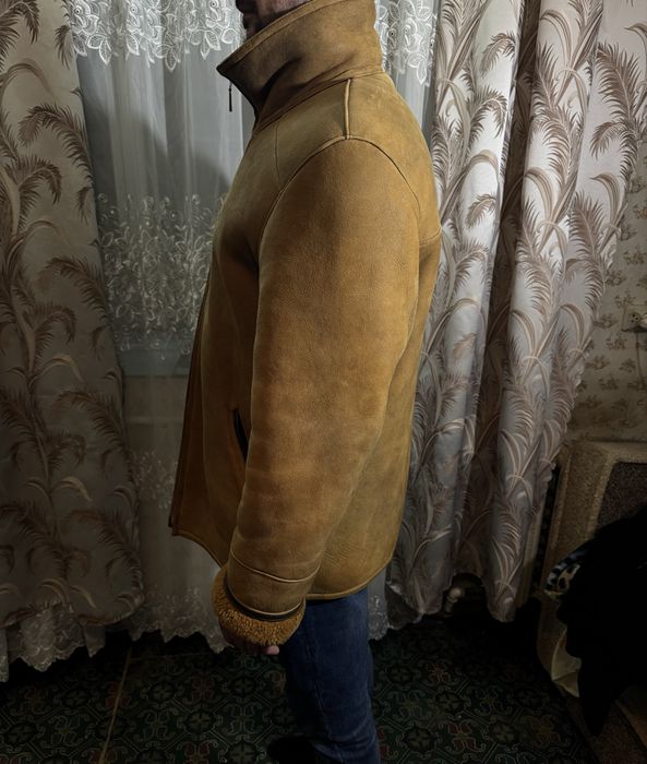 Кожанная натуральная мужская дубленка