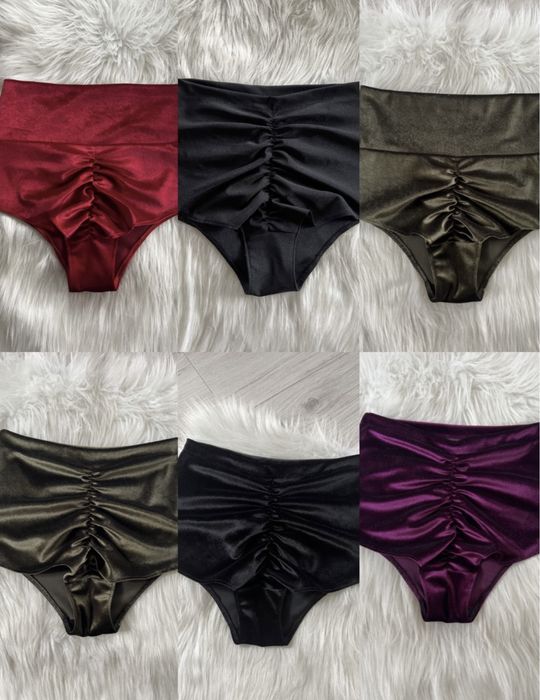 Szorty pole dance majtki spodenki welurowe z marszczeniem