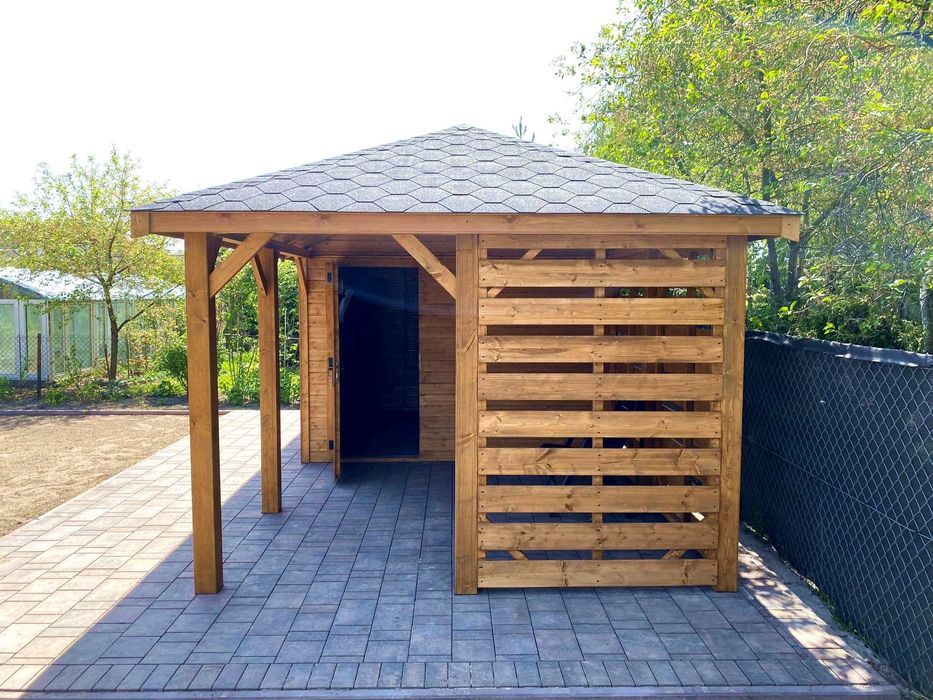 Altana ogrodowa z domkiem narzędziowym Afrodyta 3m x 6m - PRODUCENT