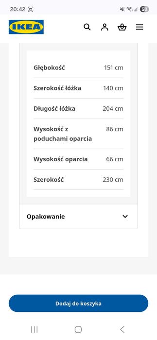 Kanapa narożna z funkcją spania Ikea