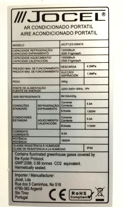 Ouasi Novo Portable Air Conditioning Jocel