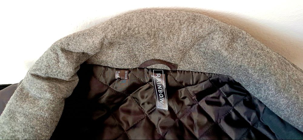 NOWA kurtka/parka r.48- czarna, wstawki ze sztucznej skóry
