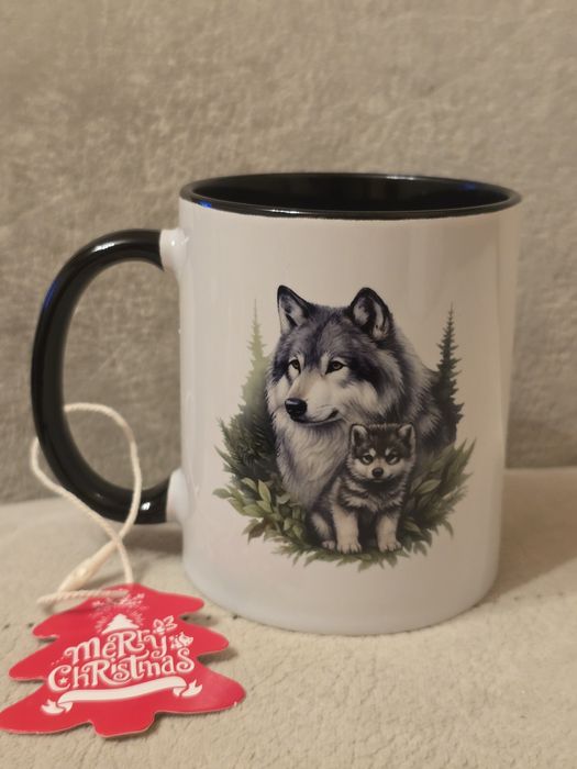 Kubek myśliwski ceramiczny WILK Canis Lupus. Prezent dla myśliwego.