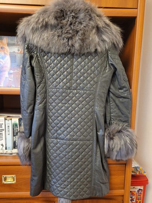 Płaszcz ochnik skóra naturalna futro lis