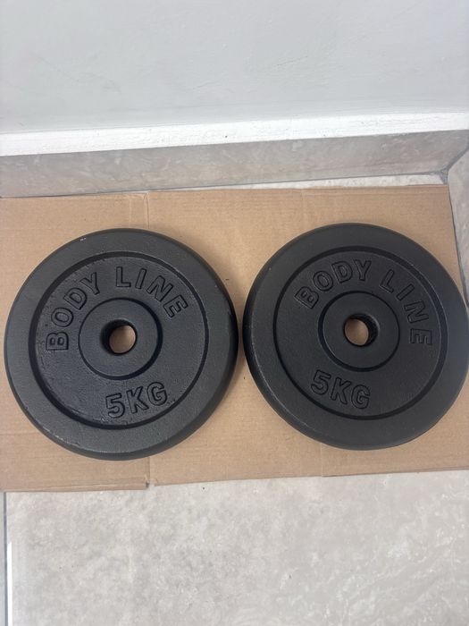 2x Pesos de halter 5kg cada, ferro fundido