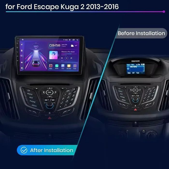 Ford Escape Kuga 2 C-MAX 2013-2016 – Radio Android 15 9" CarPlay Android Auto GPS Nawigacja Stacja Multimedialna WiFi Bluetooth PL 1GB/32GB