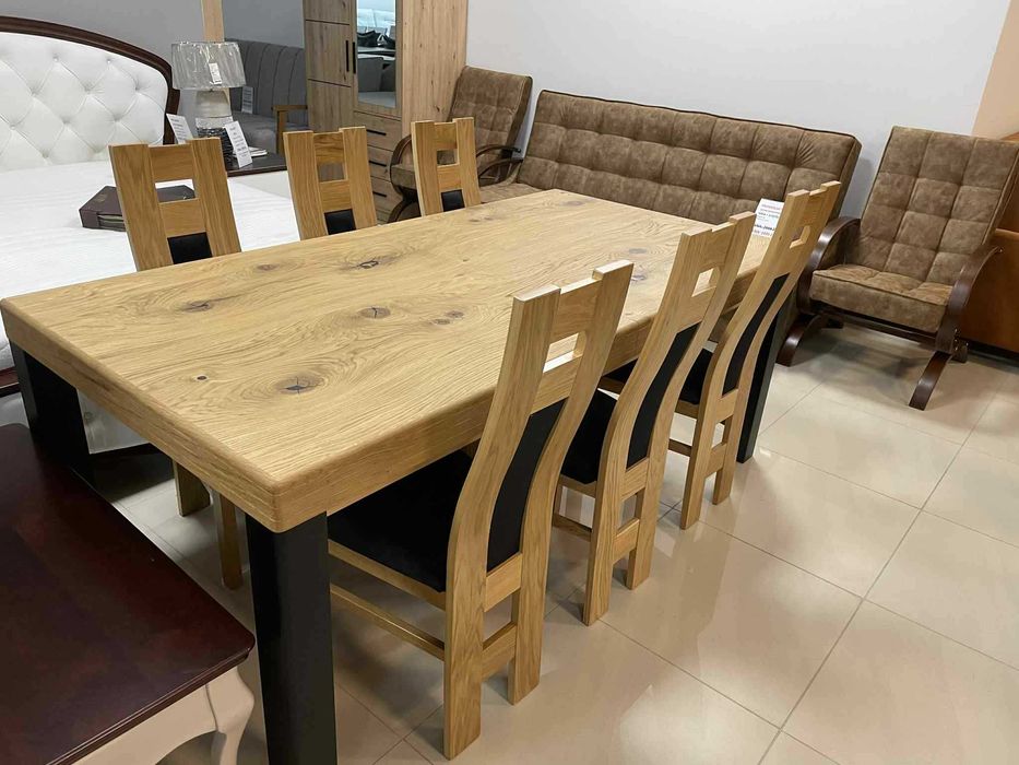 (154WN) Stół duży rozkładany + 6 krzeseł dąb, okazja 3799 zł