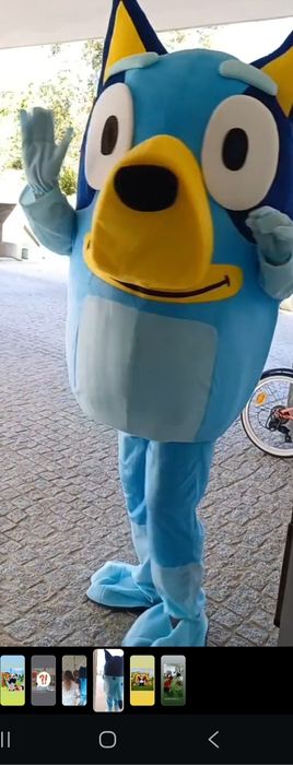 Mascotes bluey, panda, minnie