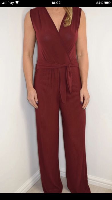 Bows Boutique plisowany bordowy kombinezon 1 rozmiar 10 12 14