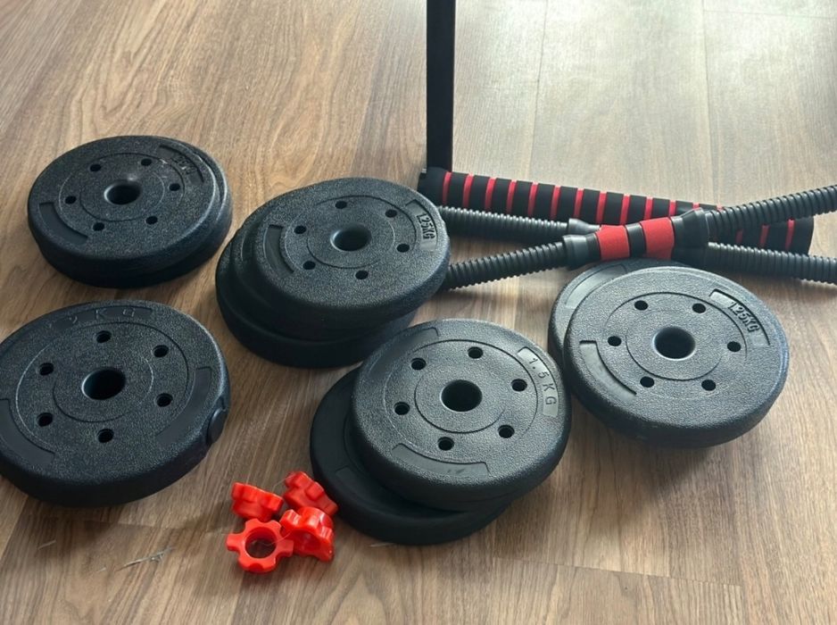 Regulowane hantle bitumiczne 2x10kg sztanga gryf hantelki ciężarki 20k