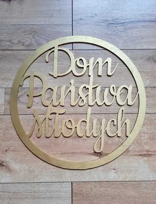 Koło Dom Państwa Młodych złoty napis wesele ślub
