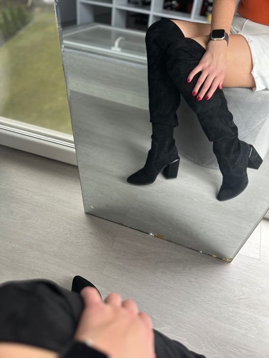 Ботфорди-панчохи натур.замша 37