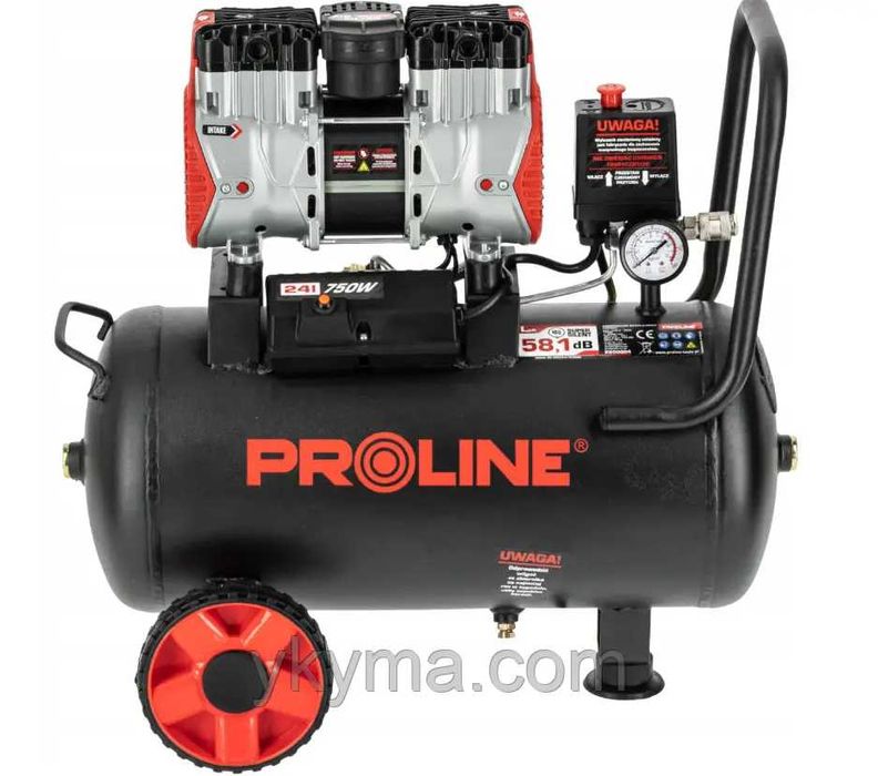 Компресор безмасляний 2-х поршневий PROLINE 24 л 750 Вт 8 бар 167 л/хв