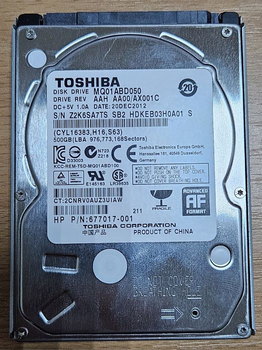 Жёсткий диск TOSHIBA 2"5 500 гб