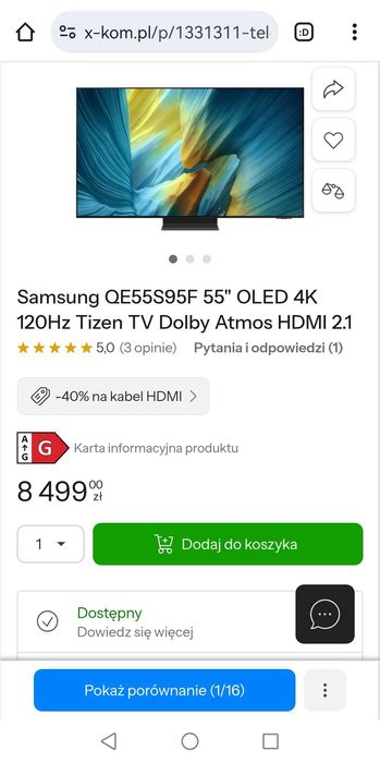 Telewizor Samsung OLED S95F nowy FV