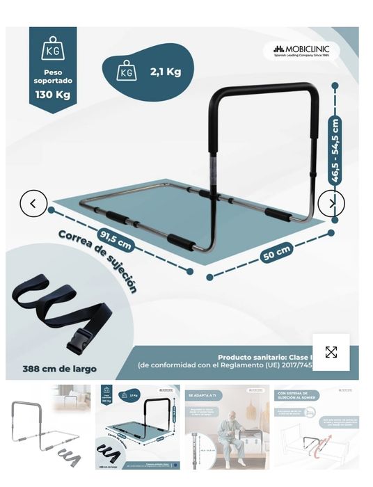 Grade de cama , Ajustável, Cinto de contenção, Fácil