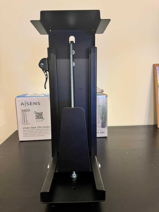Suporte para CPU Ajustável com Rotação 360° – Instalação Sob a Mesa