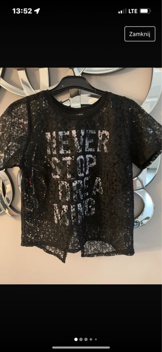 Atmosphere czarna koronkowa bluzka r. S