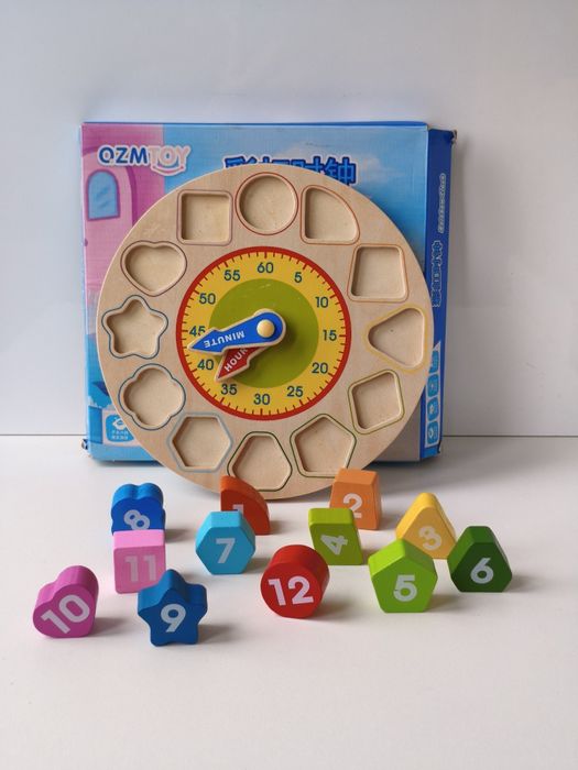 Набір дерев'яної рибалки. Годинник. Шнурівка. Абетка.