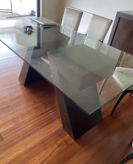 Mesa jantar vidro e inox