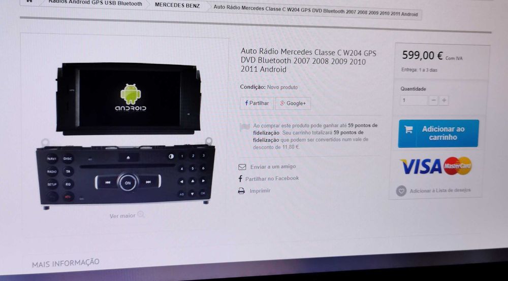 Radio Androide para mercedes+Ecrã