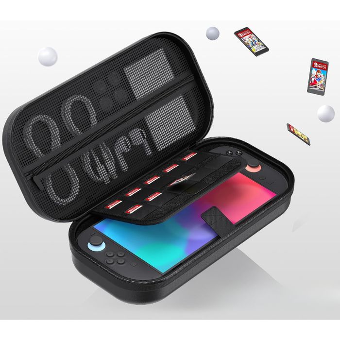 Etui na Konsolę Nintendo Twardy Pokrowiec z Miejscem na 10 Gier Czarny