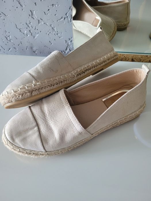 Espadryle   beżowo złote