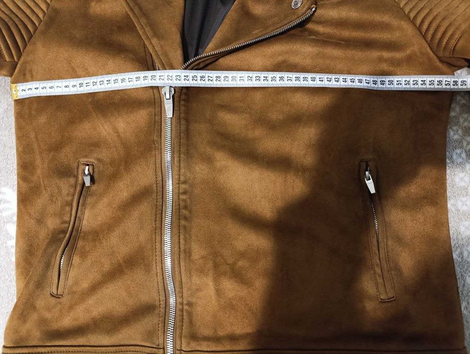 Куртка-косуха коричнева чоловiча велюрова zara man