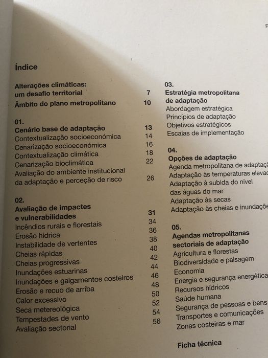 Livro sobre adaptação as alterações climáticas